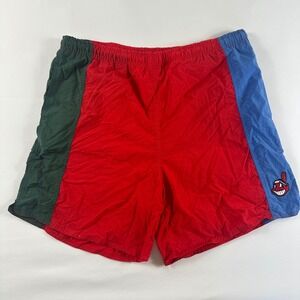 Cleveland Indians Vintage Color Block Nylon Athletic‎ Shorts Men's M Mesh Lined